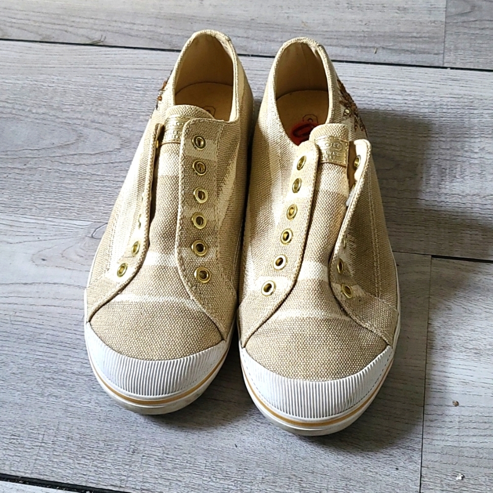 COACH Kennedi Lurex Canvas Sequin Sneakers Size 10